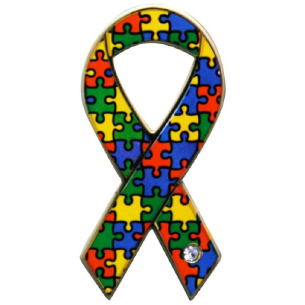 画像1: 自閉症支援【リボンピンバッジ】パズル日本寄付モデル